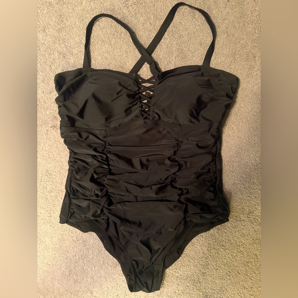 Torrid Black Ruched Swimsuit